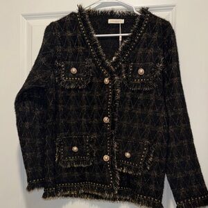 Black and Gold Tweed Blazer sweater